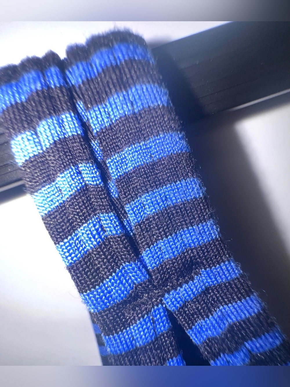 PrAna Dress Blue Black Striped Strappy Criss Cross Back. Built in Bra Sz.Small - Picture 5 of 16